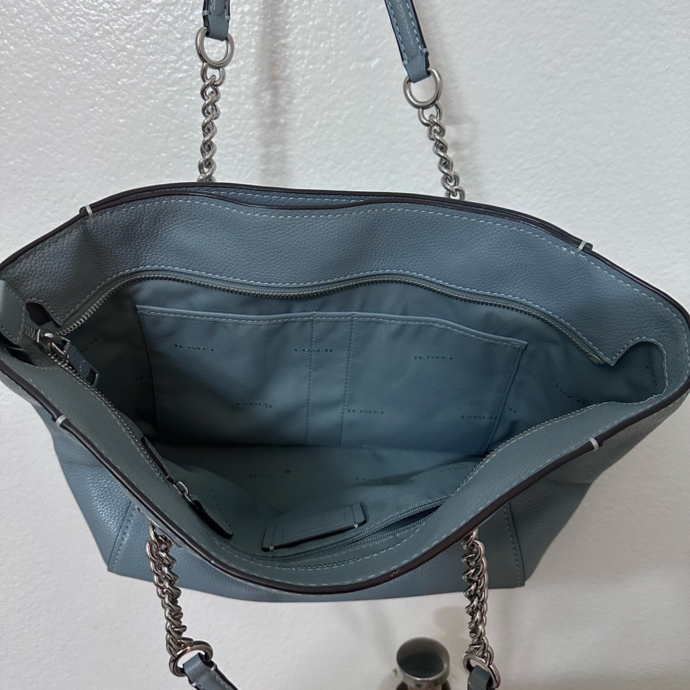 Coach Blue Leather Tote Bag - Picture 3 of 11